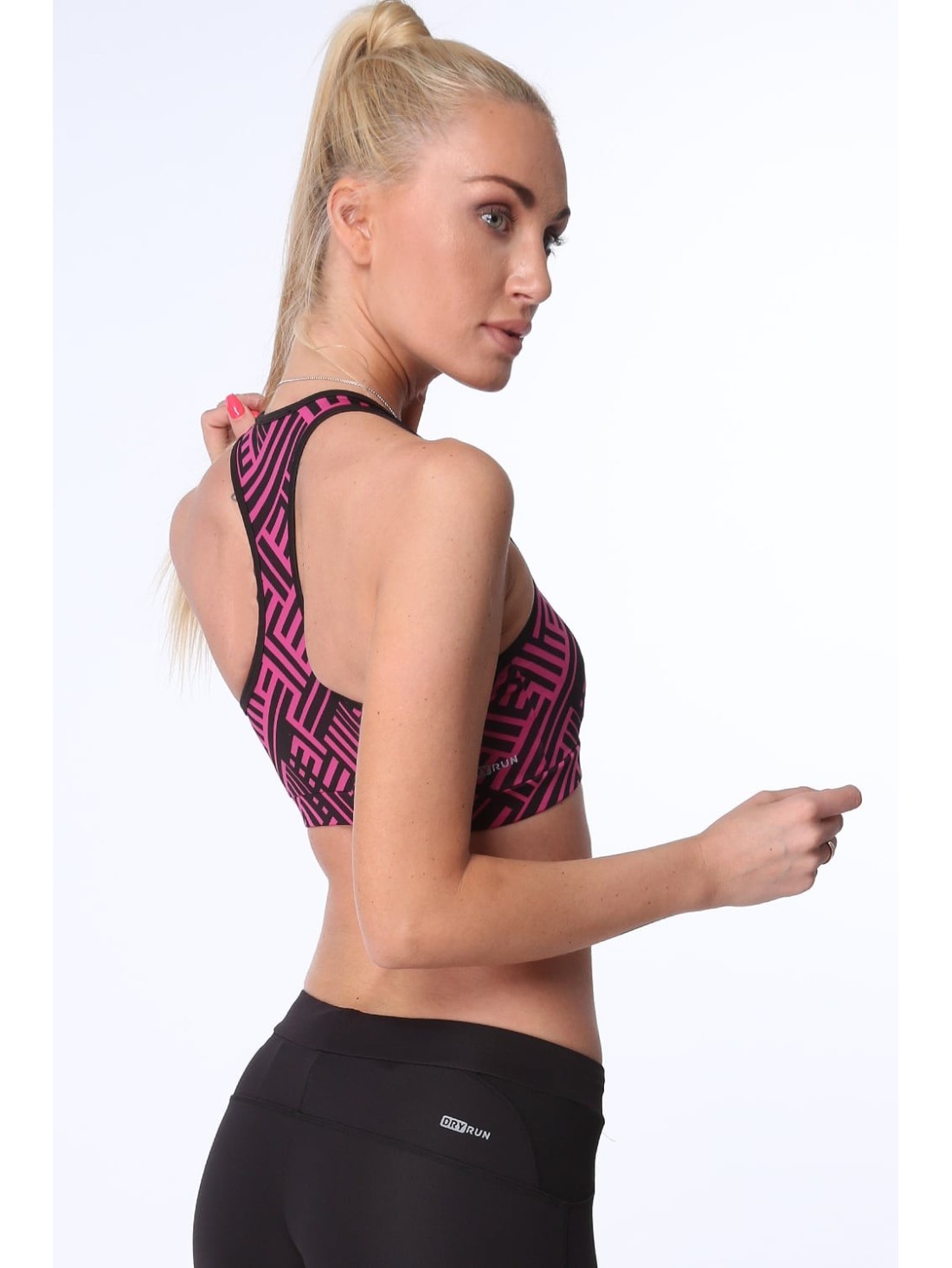 Sports top with geometric shapes, amaranth MR15501 - Online store - Boutique